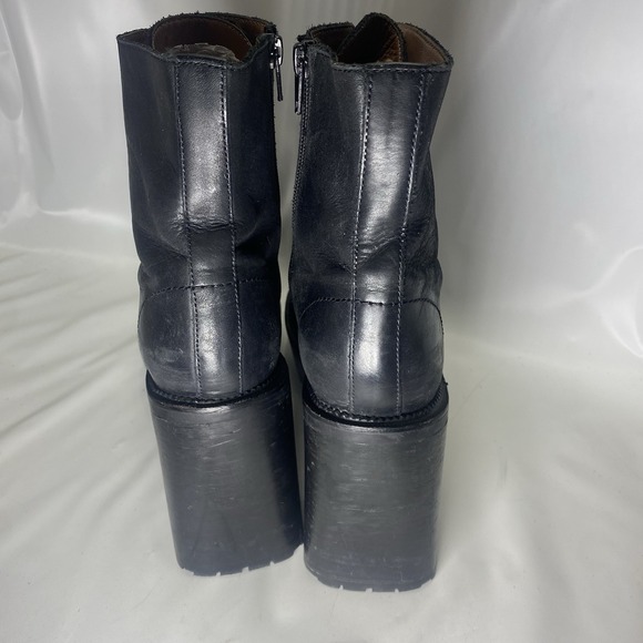 Free People High Point Platform Boots Black Leather Lace-Up EU 40 US 10 Chunky - Picture 14 of 16